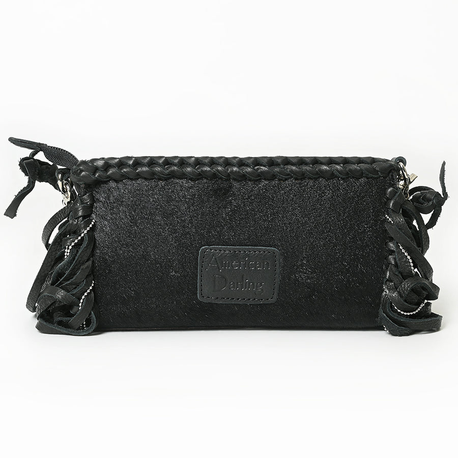 American Darling Small Cross body Bag Western Hair-On Cowhide Genuine Leather Handcrafted Purse with Fringes and Turquoise