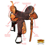 Flex Tree Western Horse Saddle In American Leather Barrel Trail Hilason