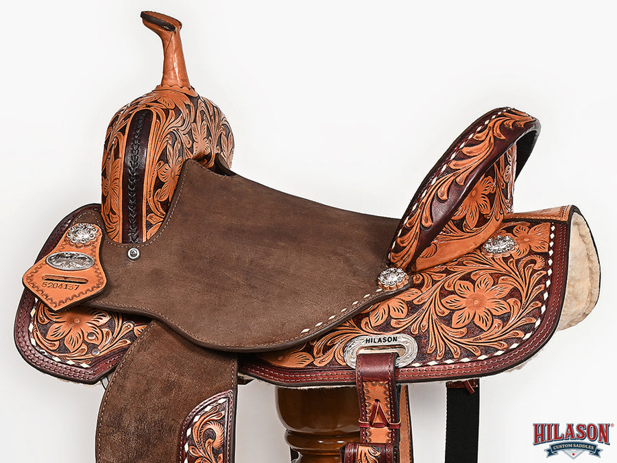 HILASON Flex Tree Western Horse Saddle in American Leather Barrel Trail | for Horses