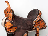 Flex Tree Western Horse Saddle In American Leather Barrel Trail Hilason