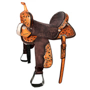 Flex Tree Western Horse Saddle In American Leather Barrel Trail Hilason