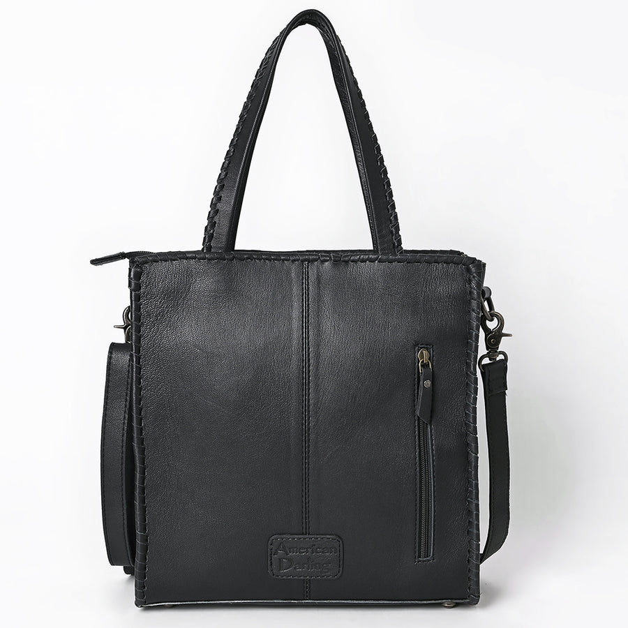 American Darling Tote Bag, Genuine Hair-On Cowhide & Vegetable-Tanned Leather, Braided Handles Western Purse,