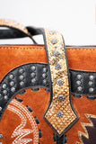 American Darling Tote Bag, Genuine Suede & Vegetable-Tanned Leather, Western Purse with Boot Stitching
