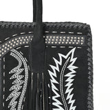 American Darling Tote Bag Western Suede Leather Handbag with Boot Stitched Design Rivets and YKK Zipper for Women