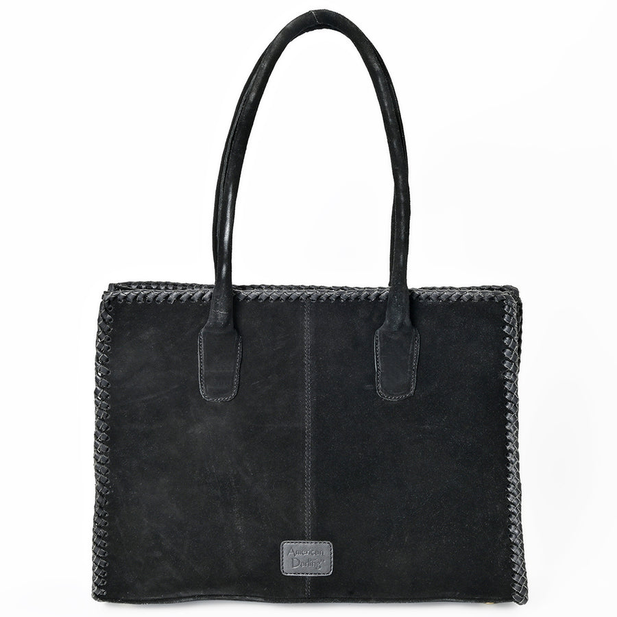 American Darling Tote Bag Western Suede Leather Handbag with Boot Stitched Design Rivets and YKK Zipper for Women