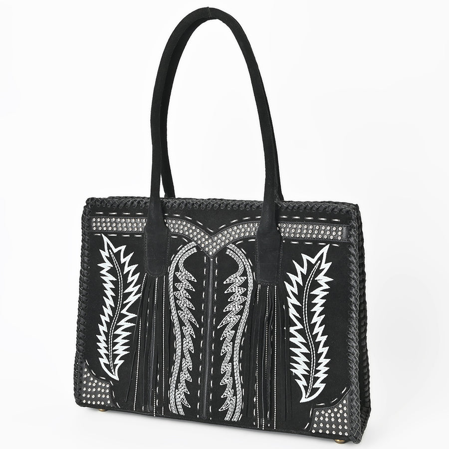 American Darling Handcrafted Suede Tote Bag with Boot Stitched Embroidery - Uhorse