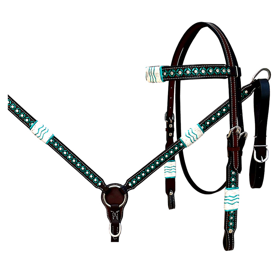 Hilason W. H. Hand Painted American Leather Tk. Set Rawhide Braided by Hilason – Cowboy and equestrian accessories