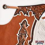 HILASON Pro Rodeo Bull Riding Chaps Genuine Leather Brown