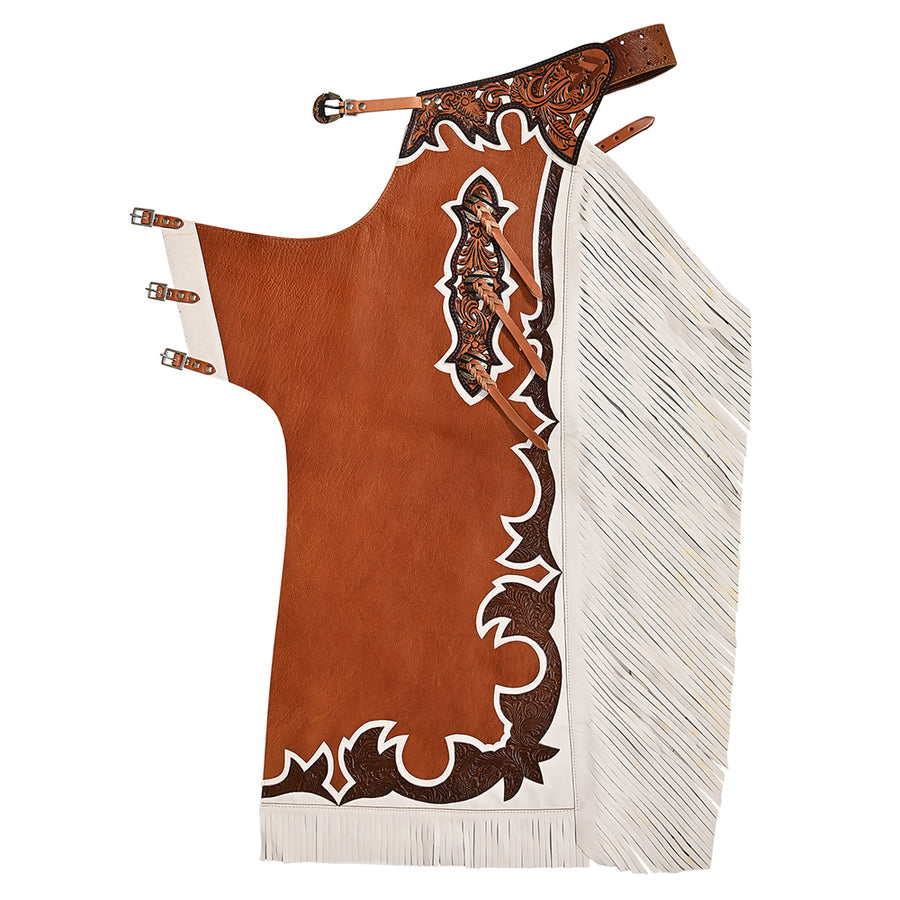 HILASON Pro Rodeo Bull Riding Chaps Genuine Leather Brown - Uhorse