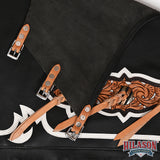 HILASON Pro Rodeo Bull Riding Chaps Genuine Leather Black