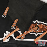 HILASON Pro Rodeo Bull Riding Chaps Genuine Leather Black