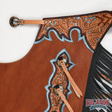 HILASON Pro Rodeo Bull Riding Chaps Genuine Leather Brown