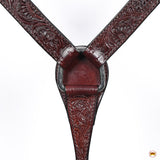 Hilason Western Horse Genuine Leather Headstall Breast Collar Brown Floral Hand Carved Stainless Steel Hardware