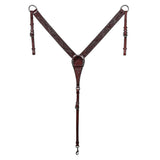 Hilason Western Horse Genuine Leather Headstall Breast Collar Brown Floral Hand Carved Stainless Steel Hardware