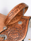 Flex Tree Western Horse Saddle In American Leather Barrel Trail Hilason