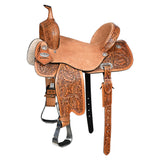 Flex Tree Western Horse Saddle In American Leather Barrel Trail Hilason