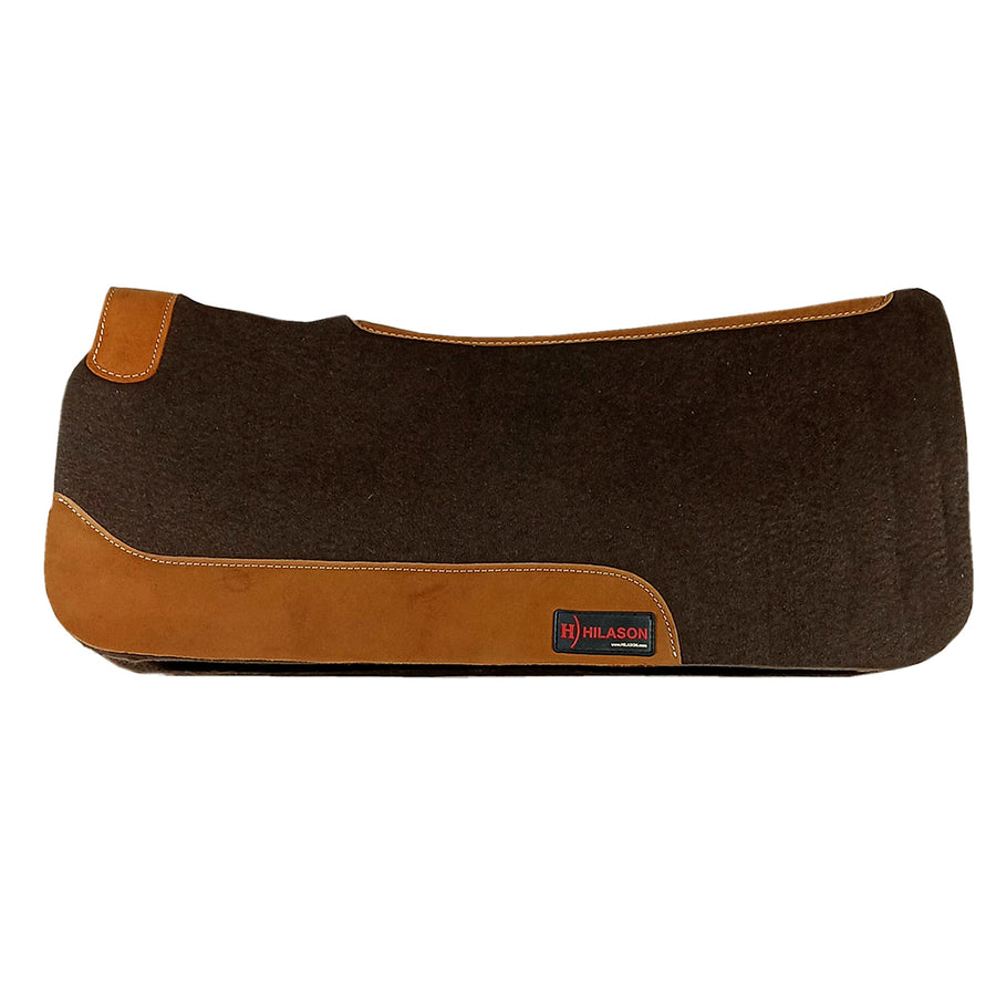 HILASON Western Wool Felt Horse Saddle Pad W/ Distressed Wear Leather | for Horses