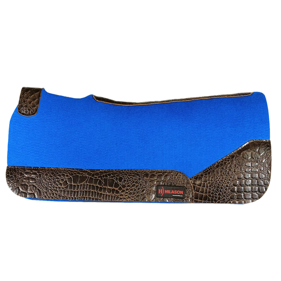 HILASON Western Wool Felt Horse Saddle Pad W/ Distressed Wear Leather | for Horses