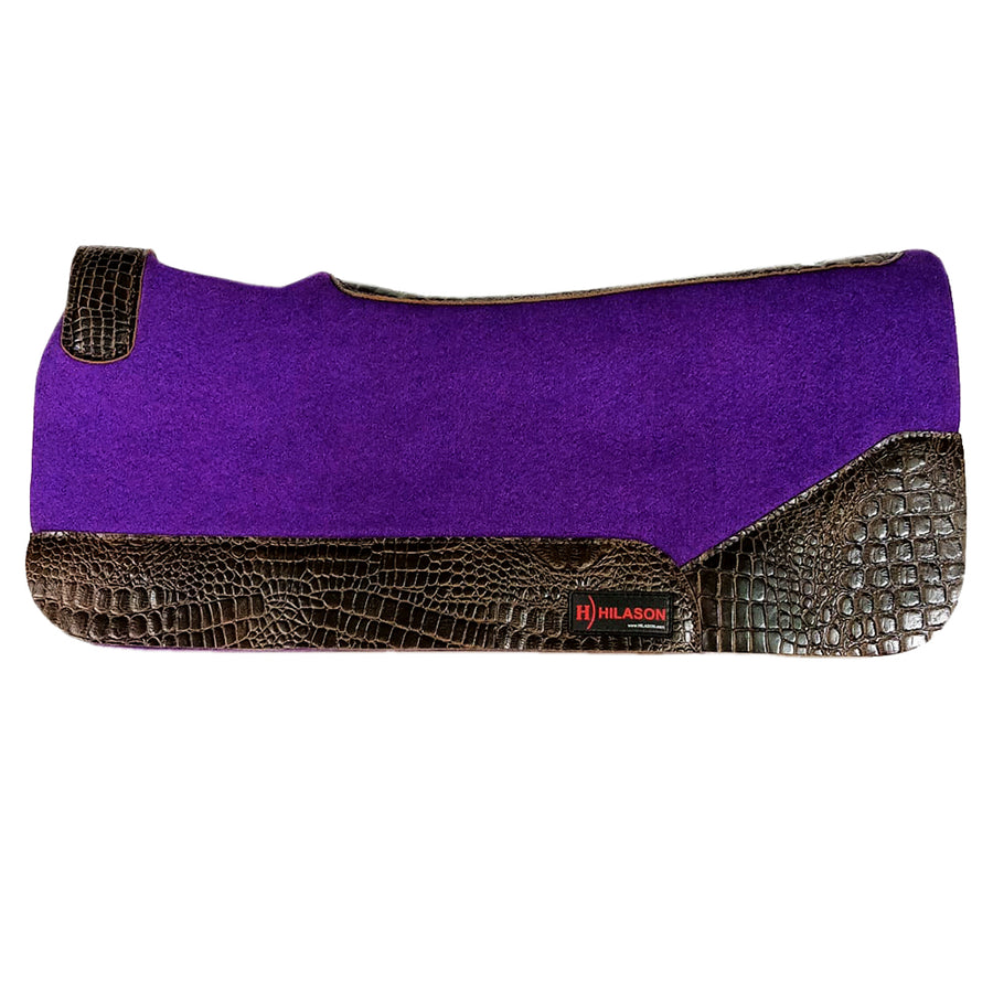HILASON Western Wool Felt Horse Saddle Pad W/ Distressed Wear Leather | for Horses