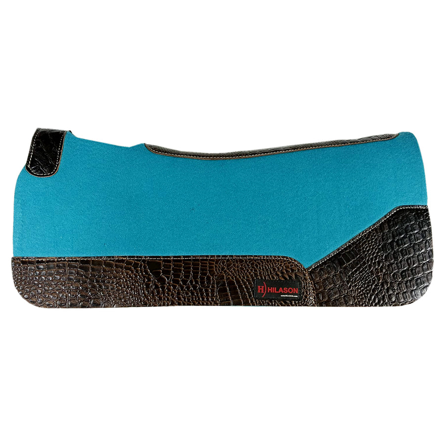 HILASON Western Wool Felt Horse Saddle Pad W/ Distressed Wear Leather | for Horses