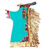 HILASON Pro Rodeo Bull Riding Chaps Genuine Leather Turquoise