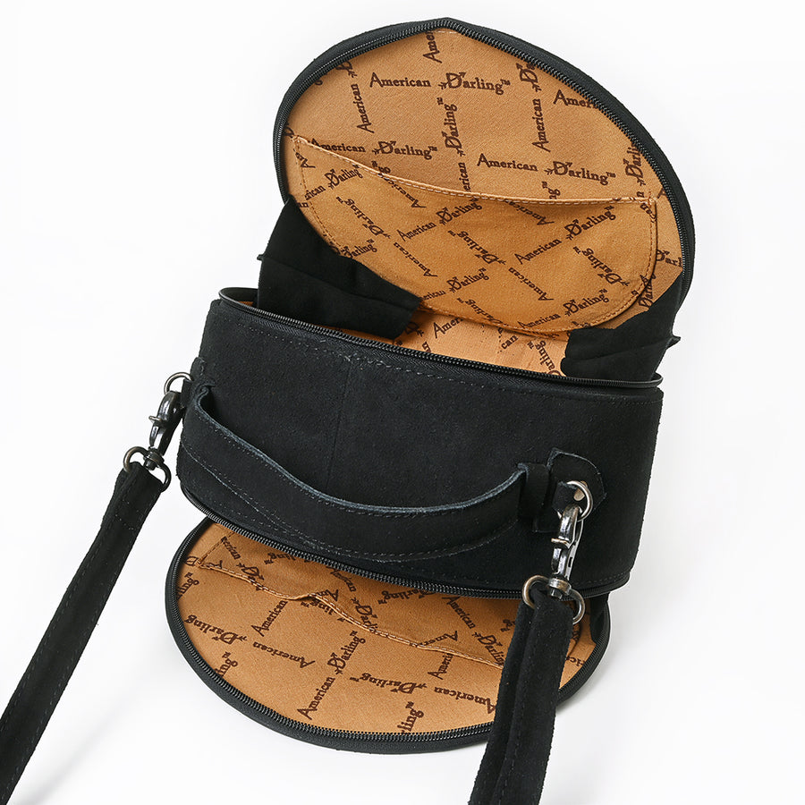 American Darling Western Hand-Tooled Floral Canteen Bag Genuine Suede Leather