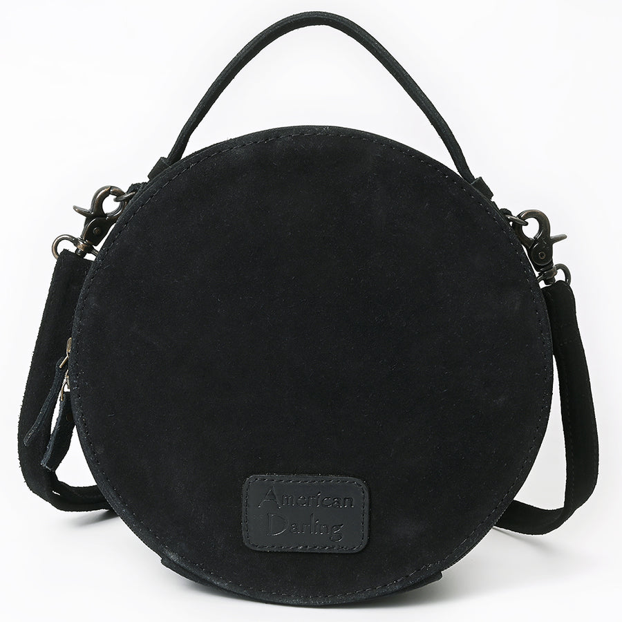 American Darling Western Hand-Tooled Floral Canteen Bag Genuine Suede Leather