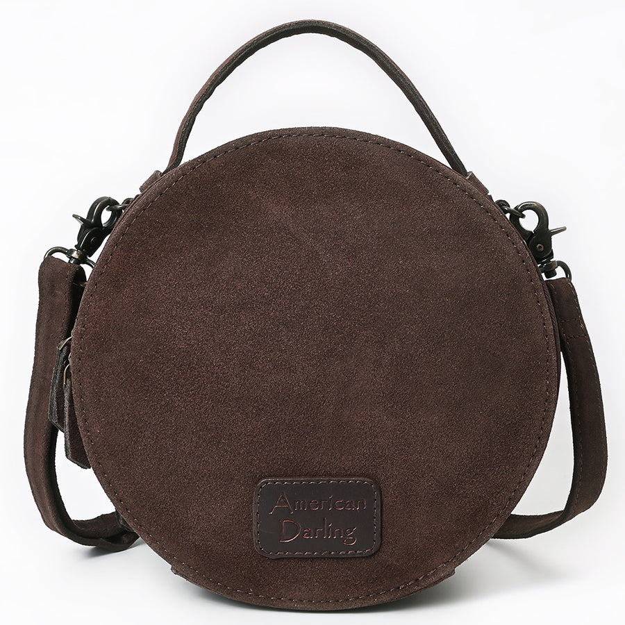 American Darling Western Hand-Tooled Floral Canteen Bag Genuine Suede Leather