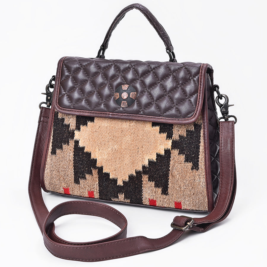 American Darling Western Messenger Bag - Hand-Woven Saddle Blanket and Quilted Leather - Uhorse