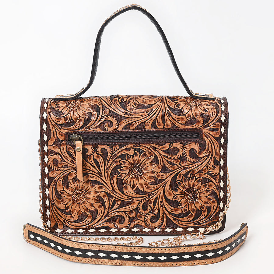 American Darling Genuine Leather Messenger Bag Hand Tooled Floral Carved Buck Stitched Concho Eco-Friendly Full Grain Leather