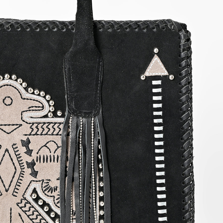 American Darling Tote Bag Western Genuine Leather Braided Handbag with Fringes and YKK Zipper for Women