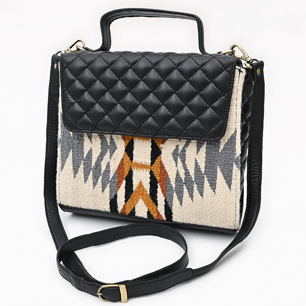 American Darling Hand Woven Saddle Blanket Quilted Leather Cross body Bag - Uhorse