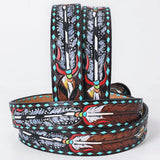 American Darling Floral Hand Carved Men & Women Genuine American Leather Belt Brown Gorgeous Hand Painted & Tooled