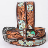 X-Large American Darling Floral Hand Carved Men and Women Genuine American Leather Belt Brown Gorgeous Hand Tooled - Uhorse