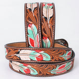 American Darling Floral Hand Carved Men & Women Genuine American Leather Belt Brown Gorgeous Hand Painted & Tooled