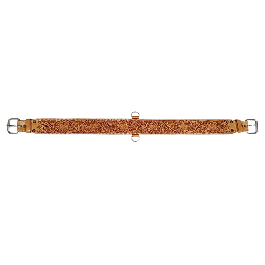 40 In HILASON W. H. Saddle Cinch Girth Genuine Leather Tan Floral Hand by Hilason – Cowboy and equestrian accessories