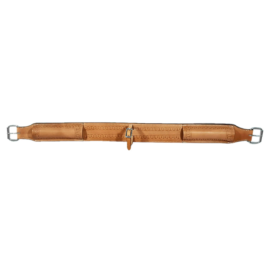 40 In HILASON Western Horse Saddle Cinch Girth Genuine Leather tan Gorgeous Hand Tooled Stainless Steel Hardware - Uhorse