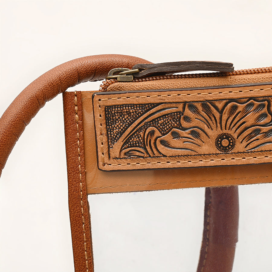 American Darling Wristlet Bag, Hand-Tooled Floral Genuine Leather Western Travel Clutch with YKK Zipper and Wrist Strap