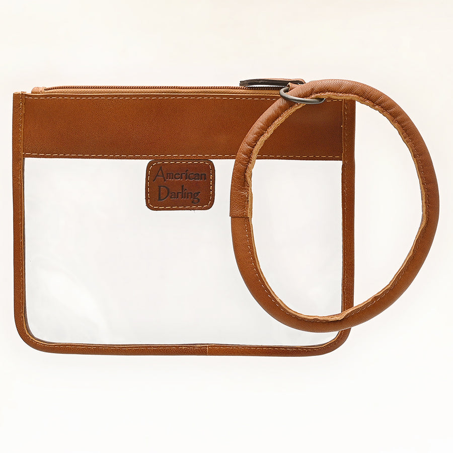 American Darling Wristlet Bag, Hand-Tooled Floral Genuine Leather Western Travel Clutch with YKK Zipper and Wrist Strap