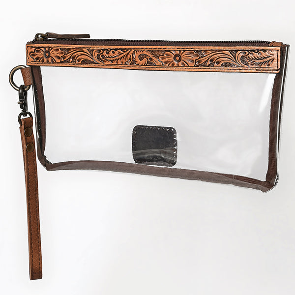 American Darling Western Hand-Tooled Floral Wristlet Bag in Leather - Uhorse
