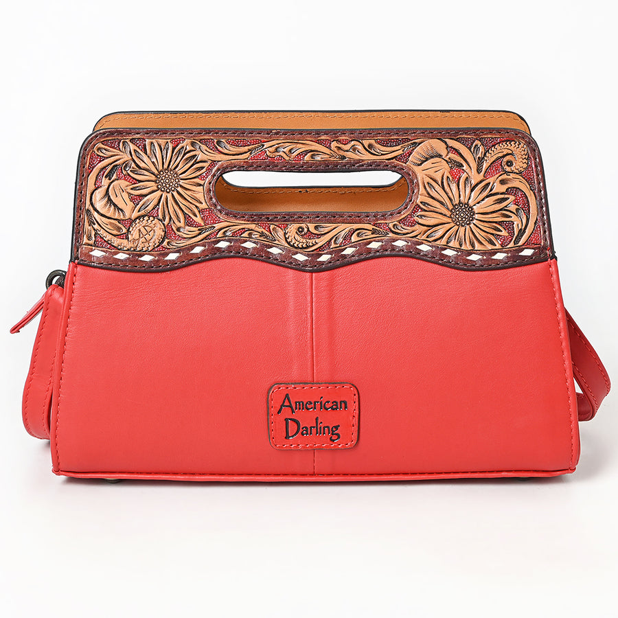 American Darling Hand-Tooled Floral Quilted Clutch Bag for Women - Vegetable-Tanned Genuine Leather Western Accessories