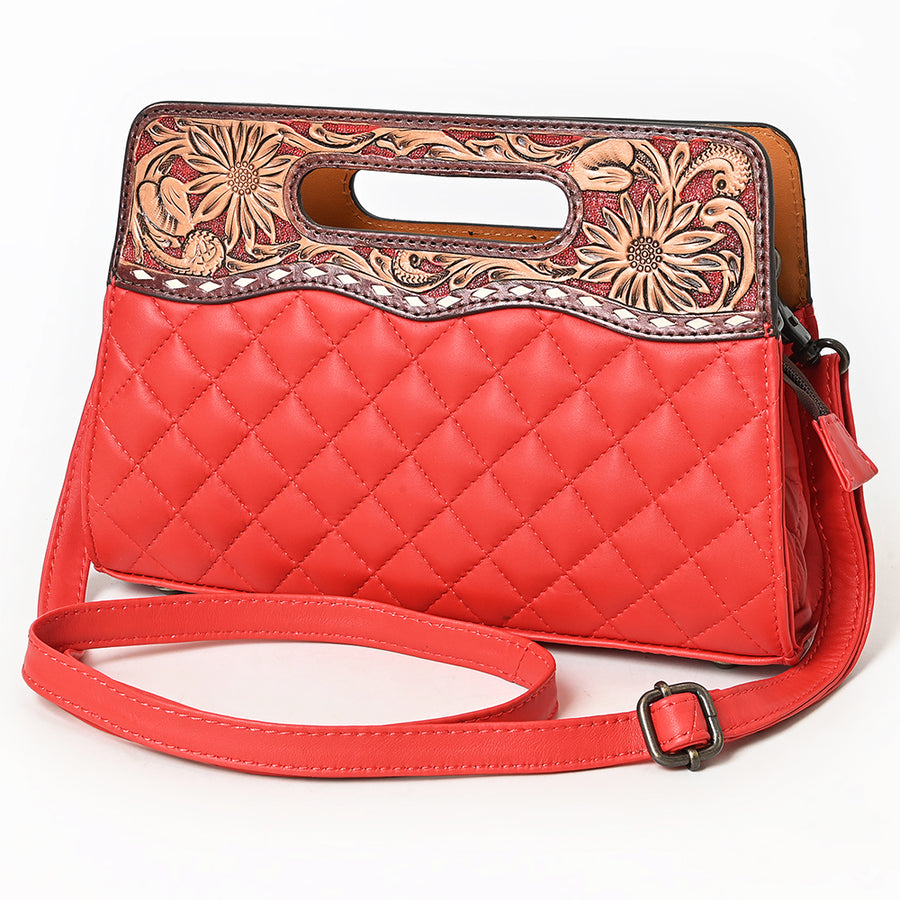 American Darling Hand-Tooled Western Leather Clutch Bag - Floral Carved - Uhorse