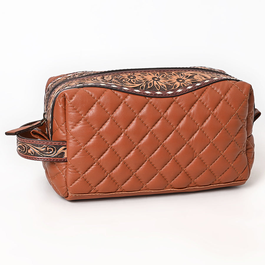 American Darling Toiletry Hand Tooled Genuine Leather Western Women Bag Handbag | Purse for