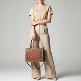 American Darling Genuine Leather Hand-Tooled Floral Quilted Tote Bag Shoulder Purse with YKK Zipper - 12in X 16in