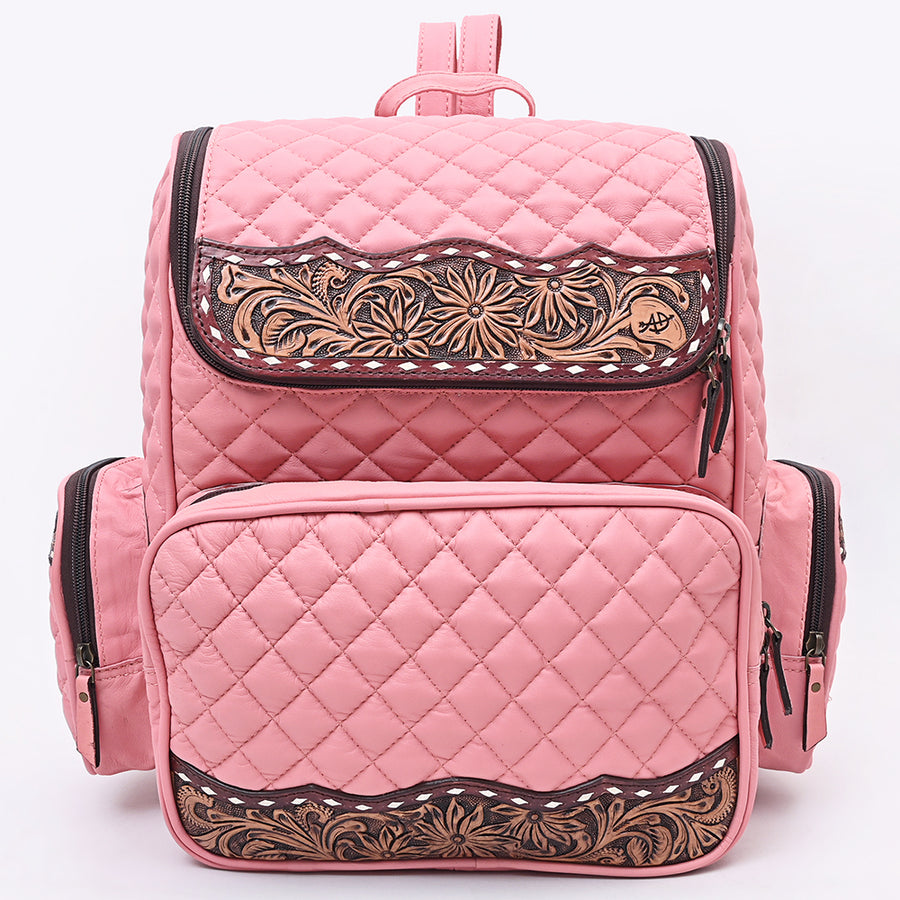 American Darling Genuine Leather Hand-Tooled Floral Quilted Backpack Bag Travel Purse with YKK Zipper