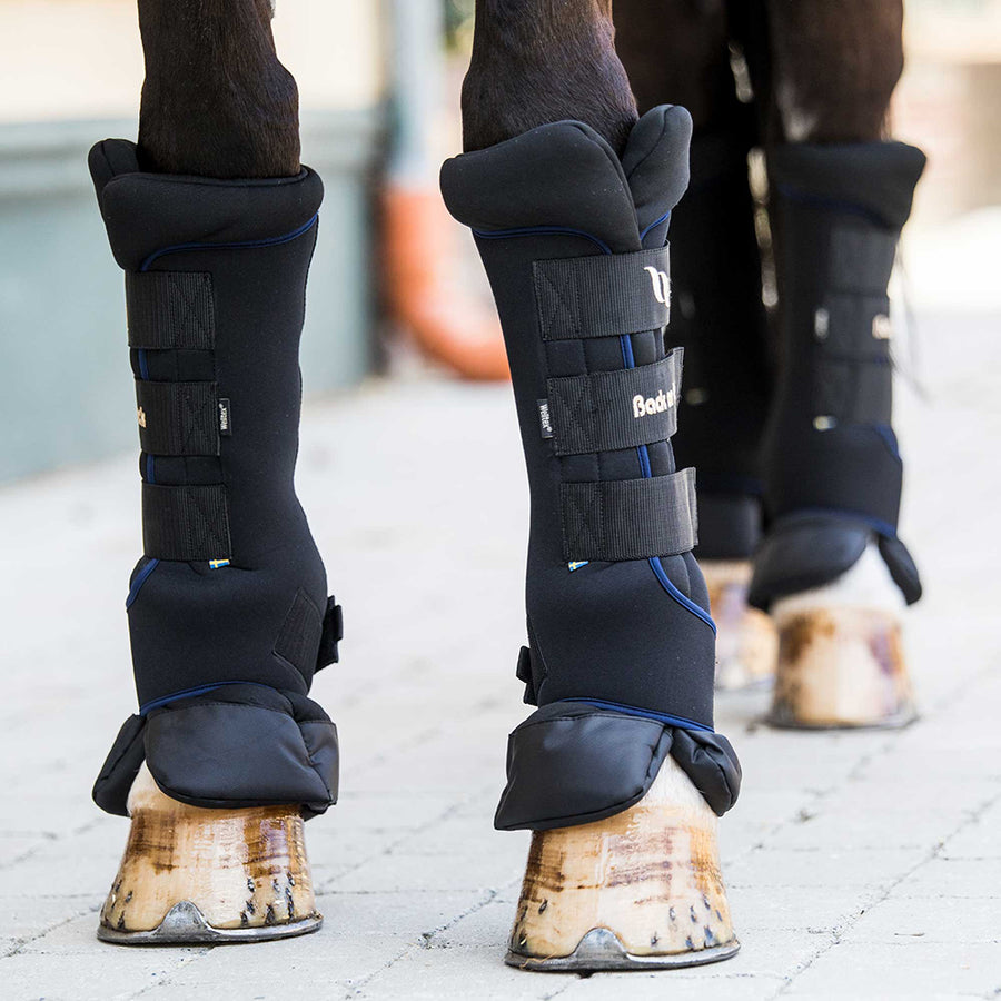 Back On Track Horse Leg Pair Royal Quick Wraps Deluxe Polyester Black Flexible Protective Boots