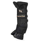 X-Lg Back On Track Horse Leg Pair Royal Quick Wraps Deluxe Polyester Black Flexible Protective Boots - Uhorse