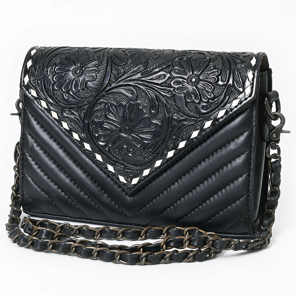 American Darling Western Hand-Tooled Floral Envelop Bag - Quilted Leather Crossbody - Uhorse