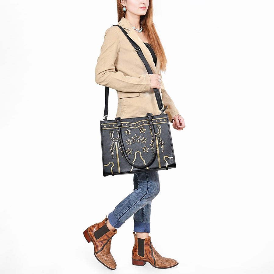 American Darling Tote Bag, Premium Western Genuine Full Grain Leather Handbag for Women, Eco-Friendly Travel Carryall with YKK Zipper