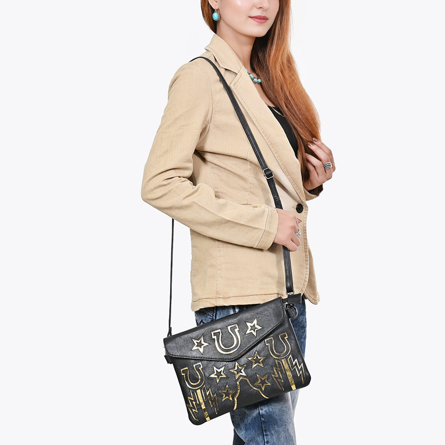 American Darling Envelop Bag, Premium Western Genuine Leather Crossbody with YKK Zipper, Handcrafted Travel Purse for Women
